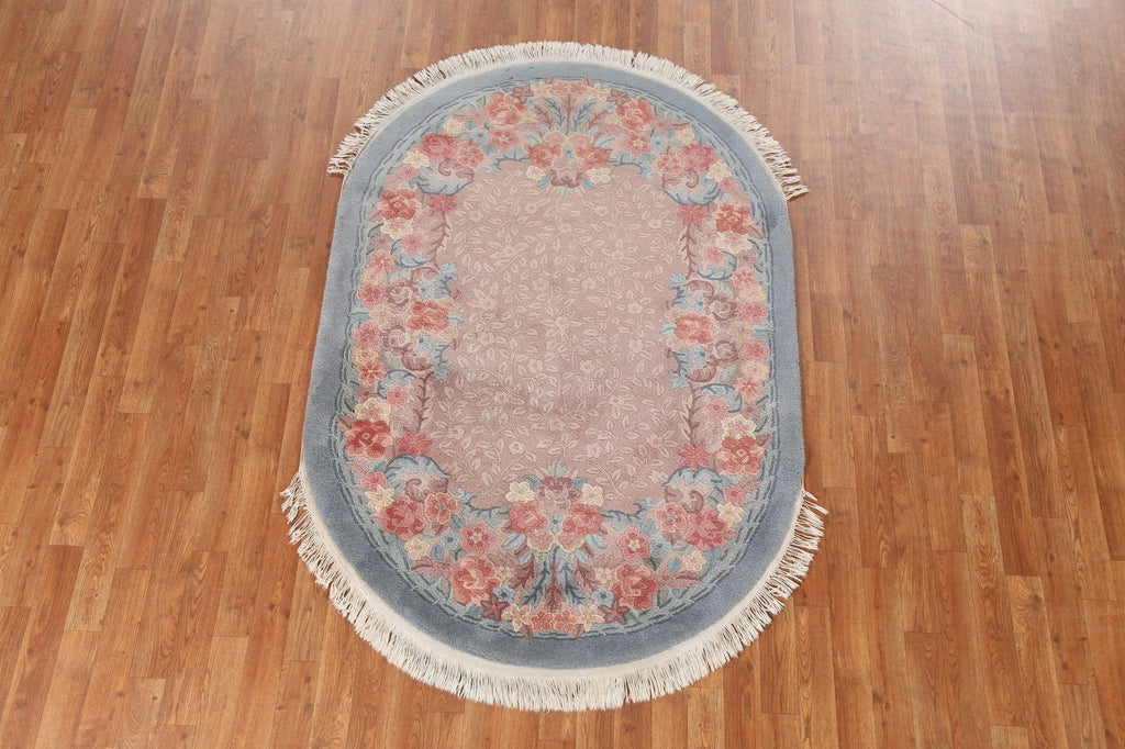 Vegetable Dye Floral Art Deco Handmade Wool Rug 4x6