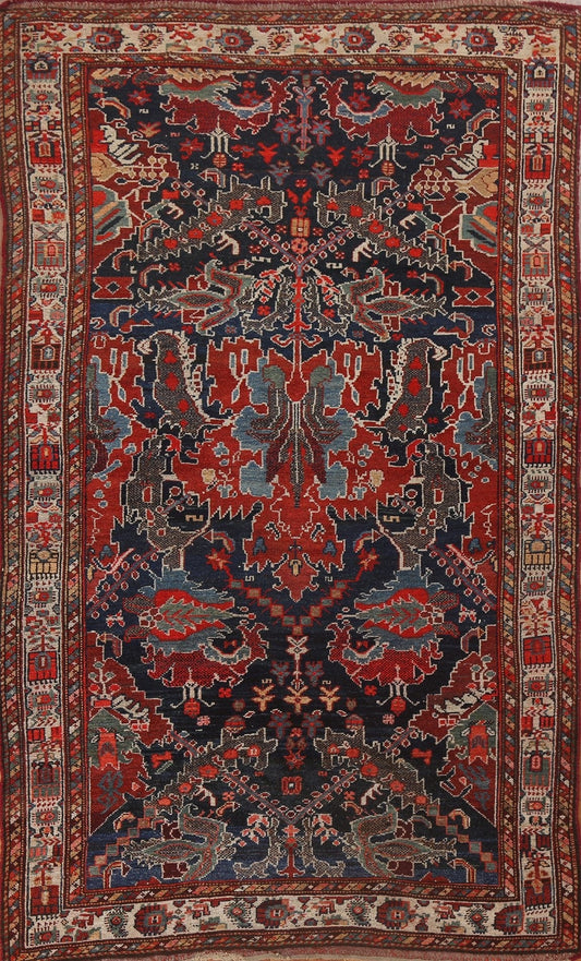 Pre-1900 Antique Vegetable Dye Bakhtiari Persian Rug 4x7