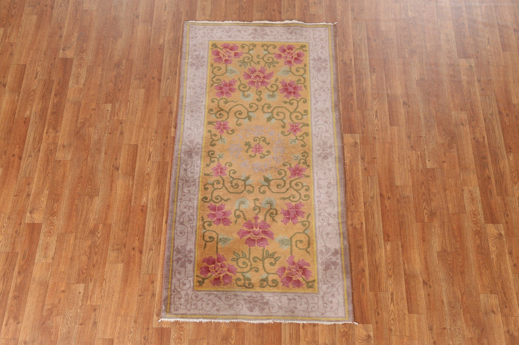 Vegetable Dye Art Deco Handmade Wool Rug 3x6