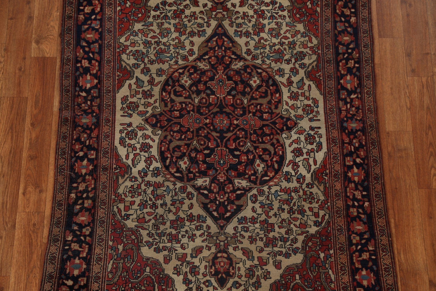 Pre-1900 Antique Vegetable Dye Sarouk Farahan Persian Rug 4x5