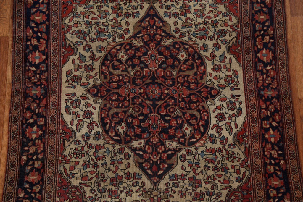 Pre-1900 Antique Vegetable Dye Sarouk Farahan Persian Rug 4x5