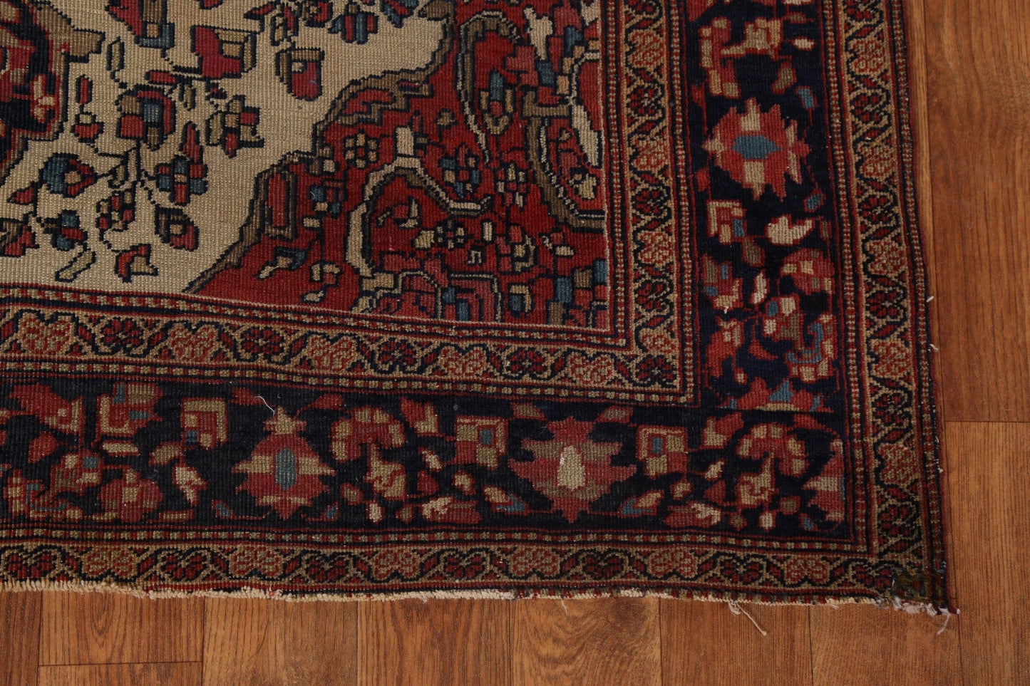 Pre-1900 Antique Vegetable Dye Sarouk Farahan Persian Rug 4x5