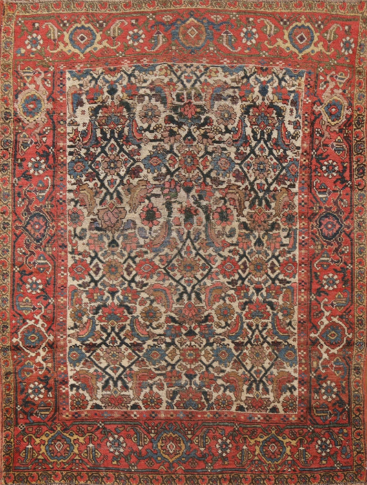 Pre-1900 Antique Vegetable Dye Bidjar Halvaei Persian Rug 4x5