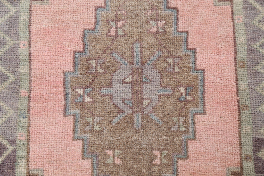 Pink Geometric Oushak Oriental Wool Rug 2x3