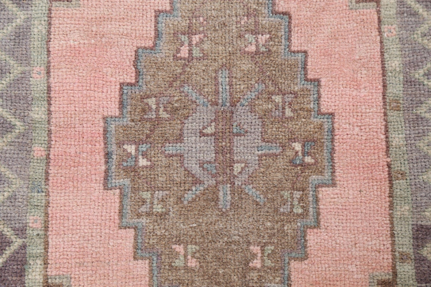 Pink Geometric Oushak Oriental Wool Rug 2x3