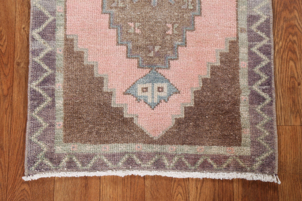 Pink Geometric Oushak Oriental Wool Rug 2x3