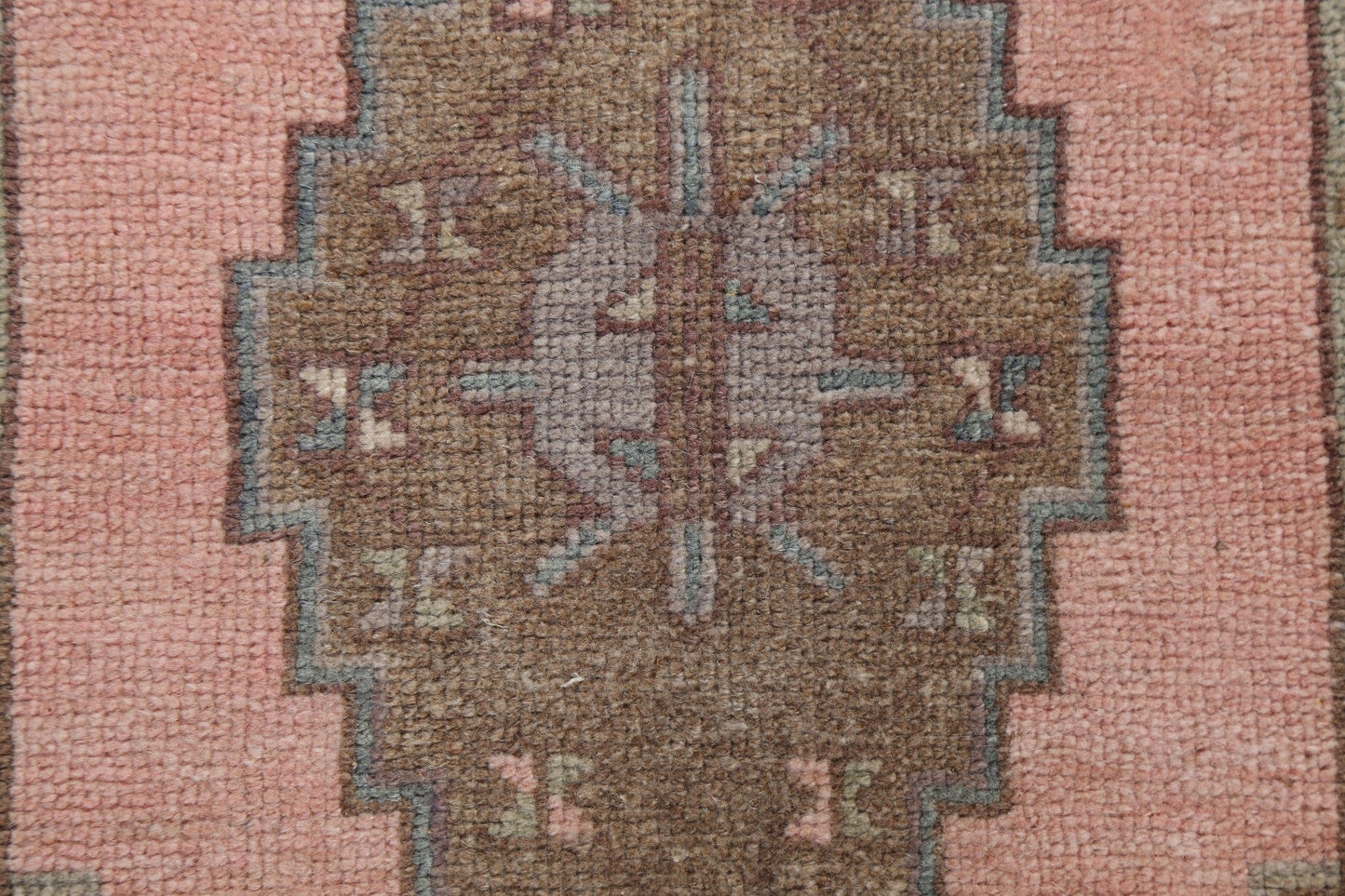 Pink Geometric Oushak Oriental Wool Rug 2x3