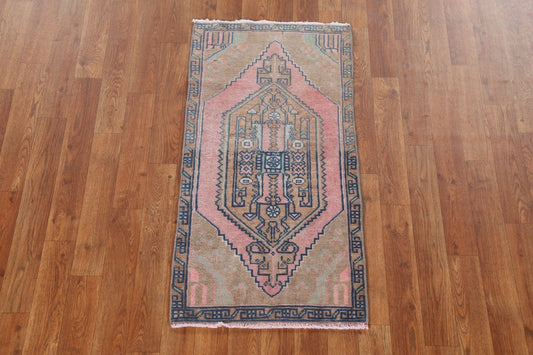 Vintage Pink Anatolian Oriental Wool Rug 2x3