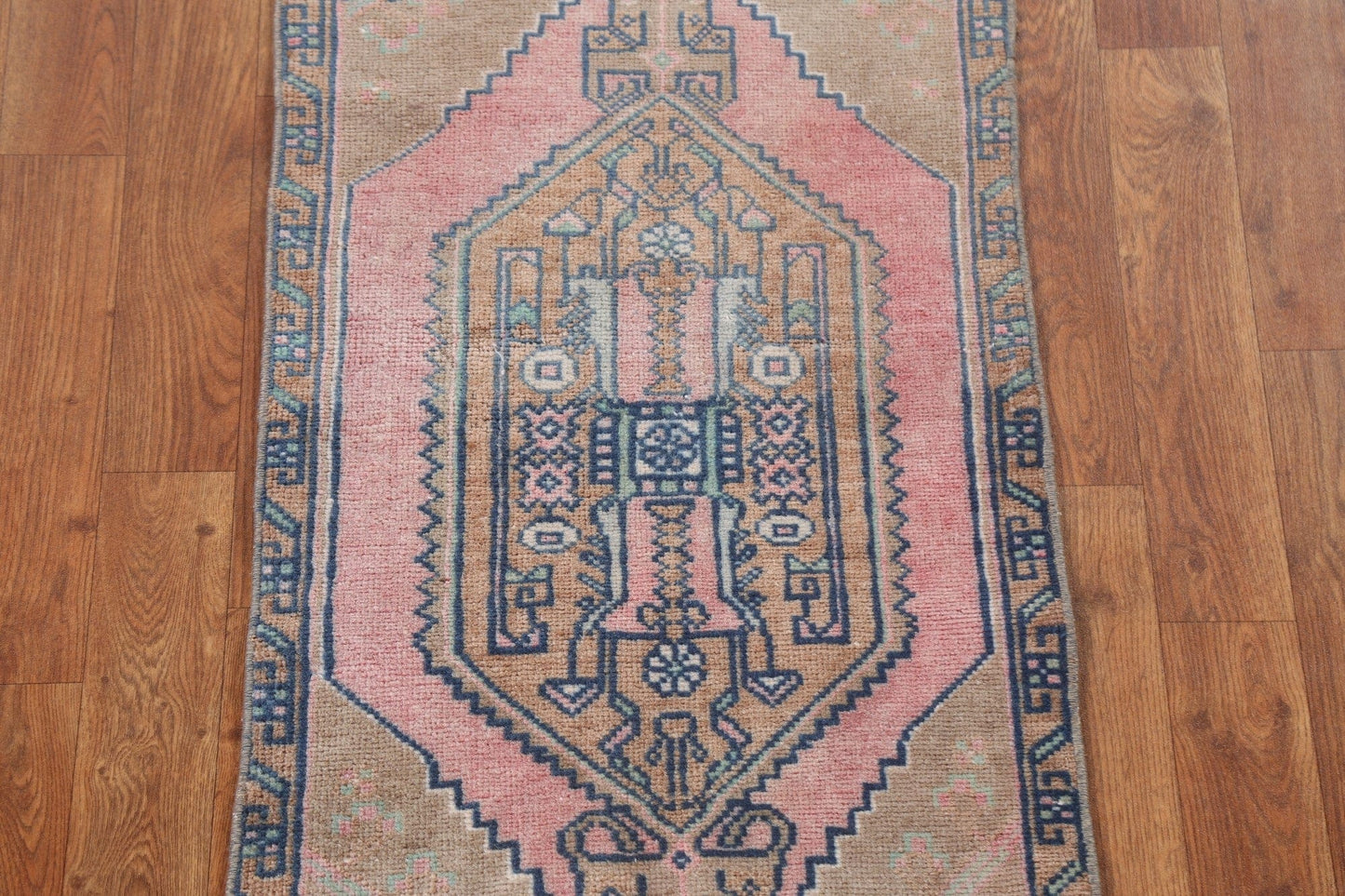 Vintage Pink Anatolian Oriental Wool Rug 2x3