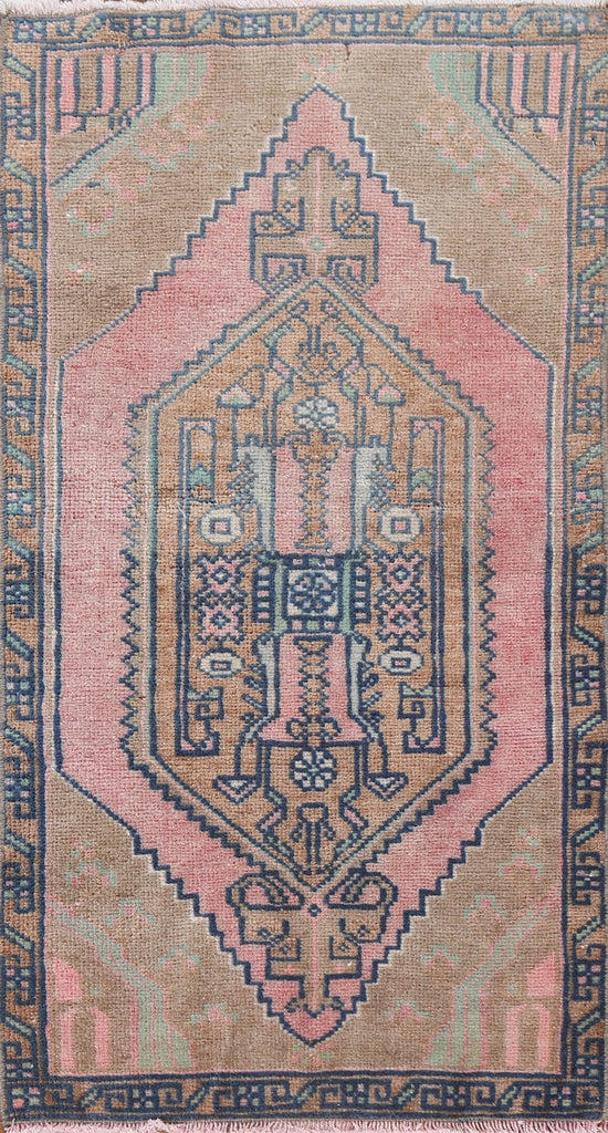 Vintage Pink Anatolian Oriental Wool Rug 2x3