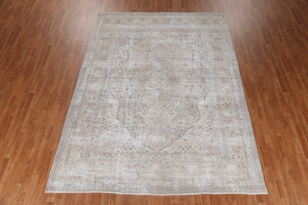 Vintage Muted Wool Tabriz Persian Area Rug 8x11