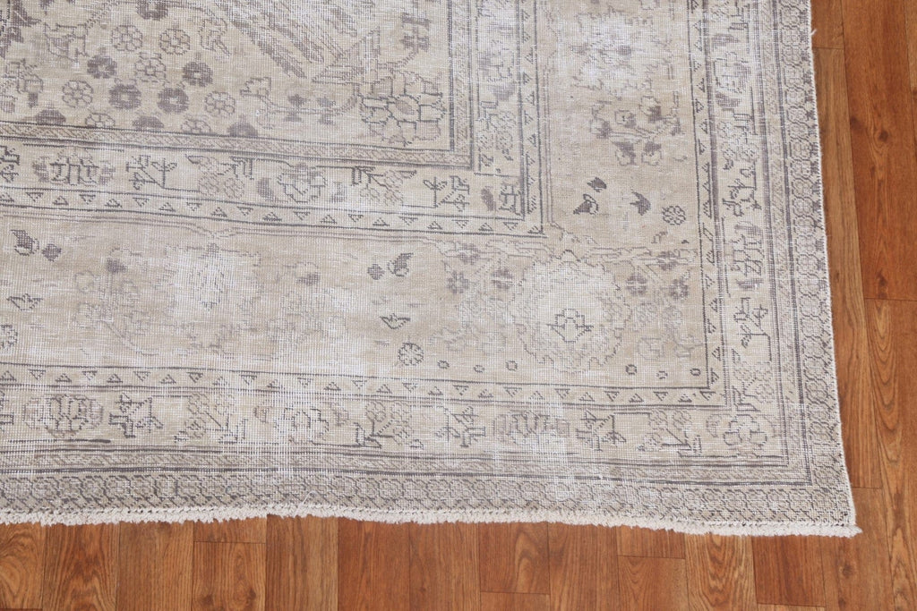 Vintage Muted Wool Tabriz Persian Area Rug 8x11