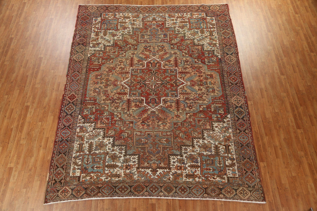 Vegetable Dye Geometric Heriz Serapi Persian Area Rug 10x12