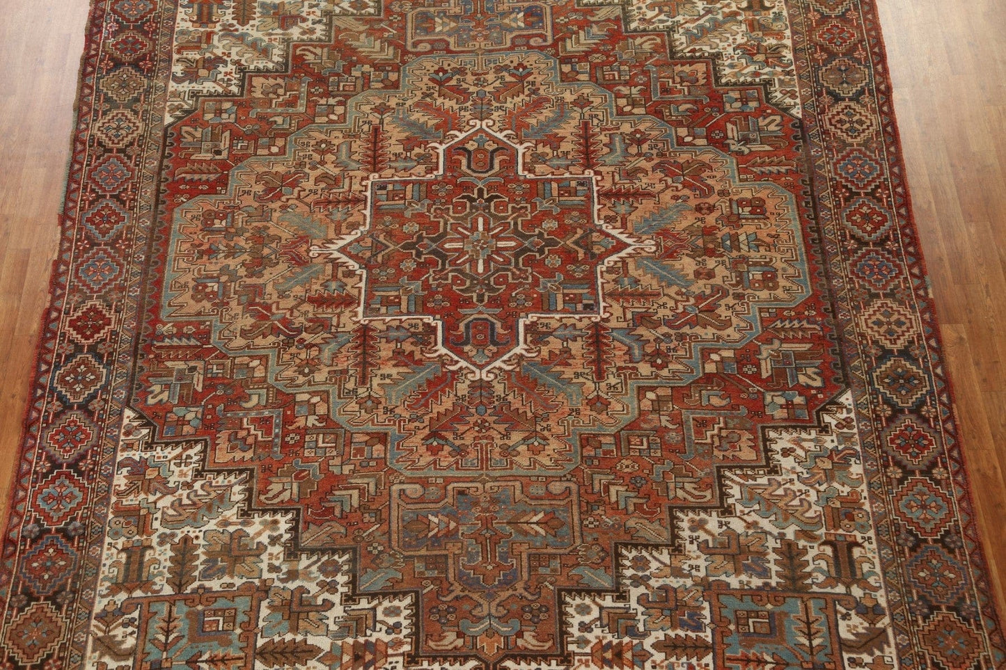 Vegetable Dye Geometric Heriz Serapi Persian Area Rug 10x12