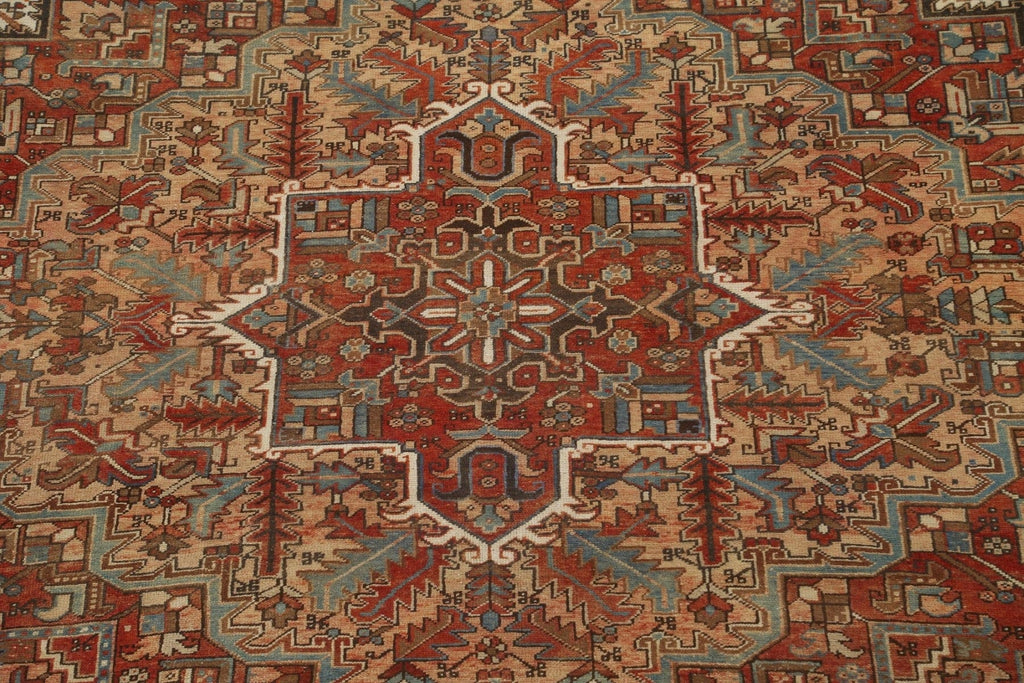 Vegetable Dye Geometric Heriz Serapi Persian Area Rug 10x12