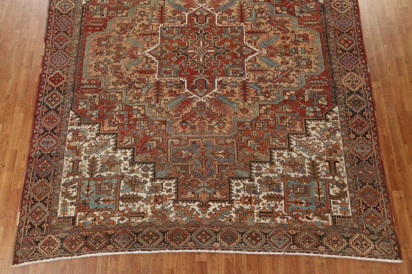 Vegetable Dye Geometric Heriz Serapi Persian Area Rug 10x12