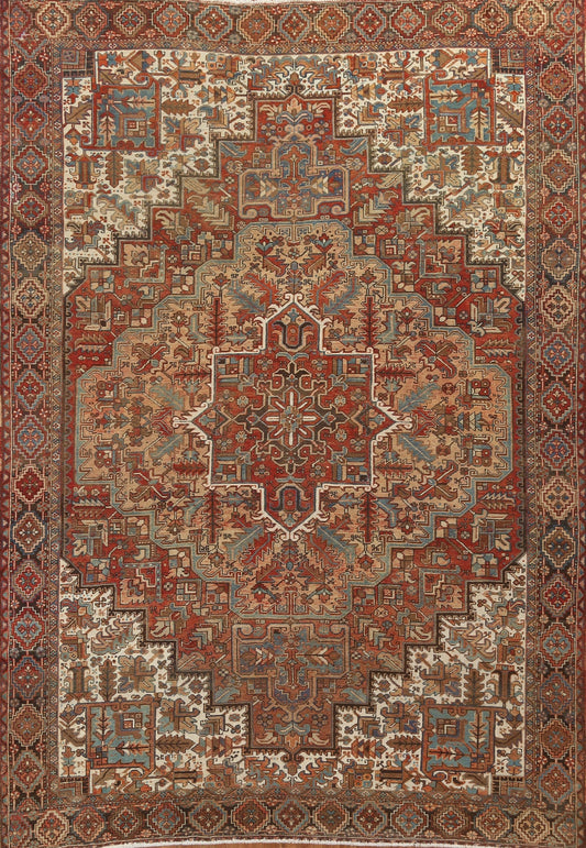 Vegetable Dye Geometric Heriz Serapi Persian Area Rug 10x12