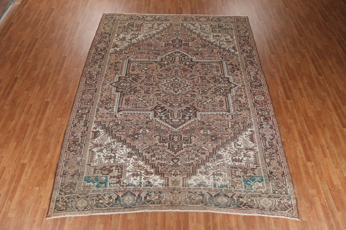 Vegetable Dye Geometric Heriz Persian Area Rug 10x12