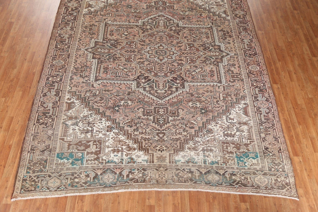 Vegetable Dye Geometric Heriz Persian Area Rug 10x12