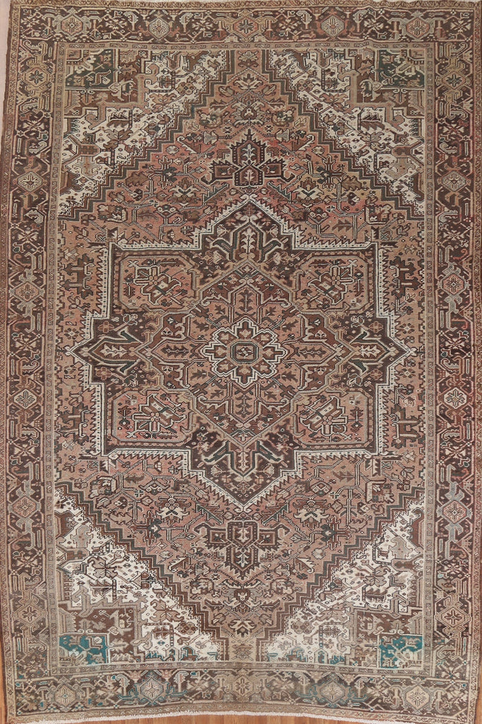 Vegetable Dye Geometric Heriz Persian Area Rug 10x12