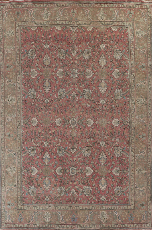 Vintage Floral Wool Tabriz Persian Area Rug 9x13