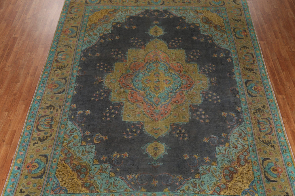 Over-Dyed Vintage Tabriz Persian Area Rug 10x13