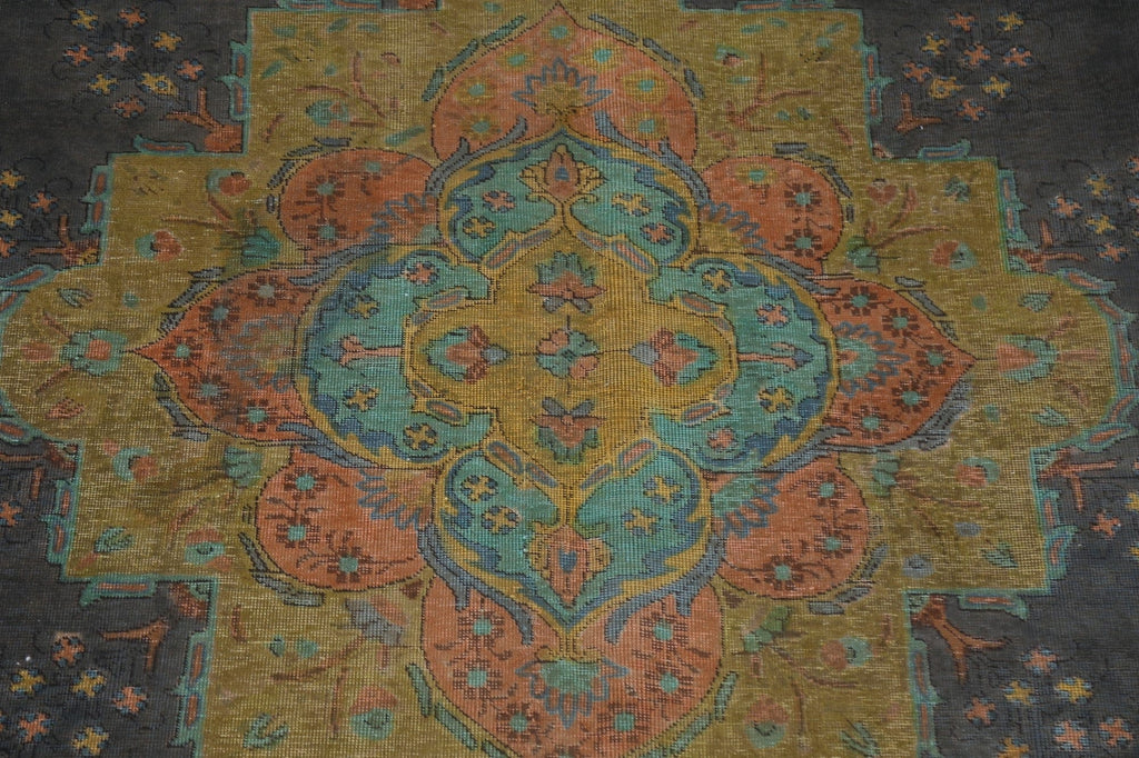 Over-Dyed Vintage Tabriz Persian Area Rug 10x13