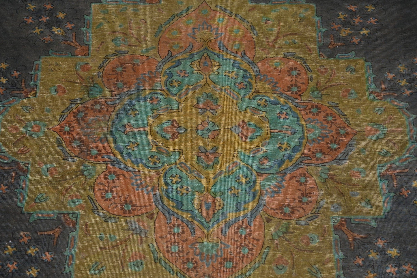 Over-Dyed Vintage Tabriz Persian Area Rug 10x13