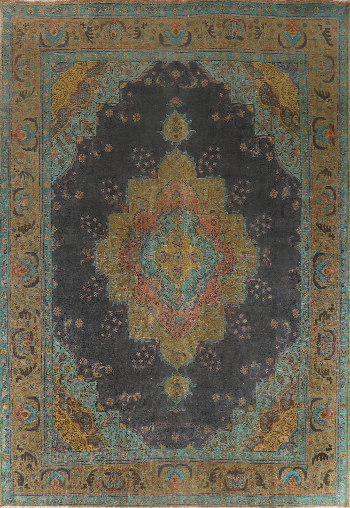 Over-Dyed Vintage Tabriz Persian Area Rug 10x13