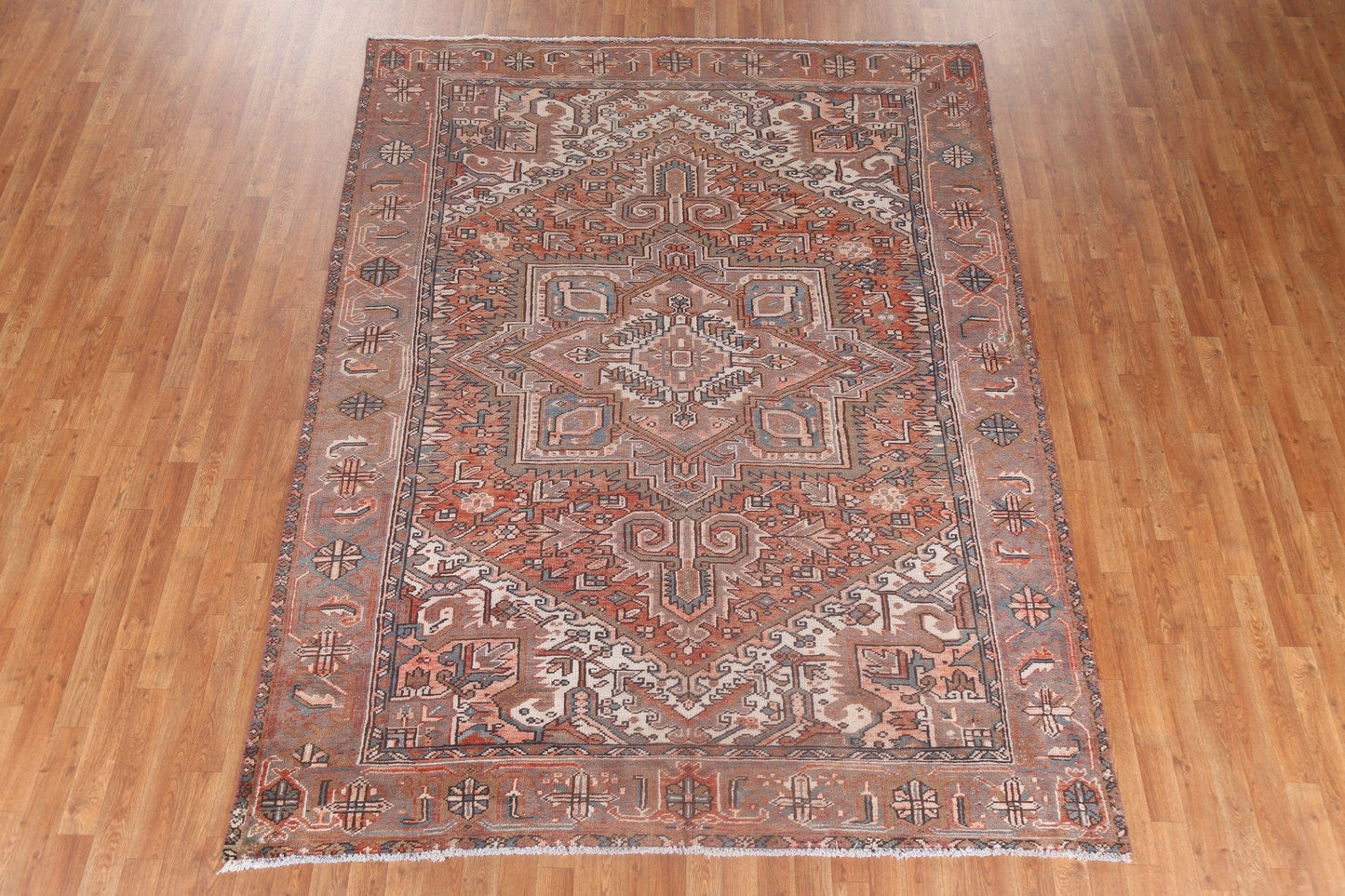 Vegetable Dye Handmade Heriz Persian Area Rug 7x9