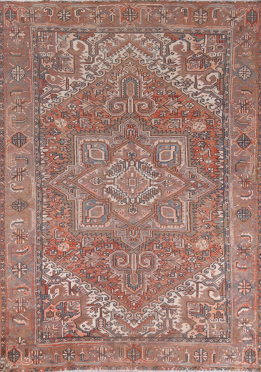 Vegetable Dye Handmade Heriz Persian Area Rug 7x9