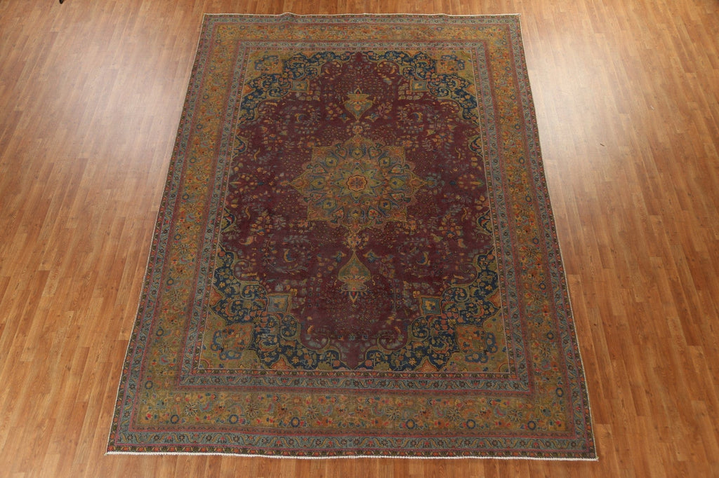 Over-Dyed Vintage Mashad Persian Area Rug 9x13