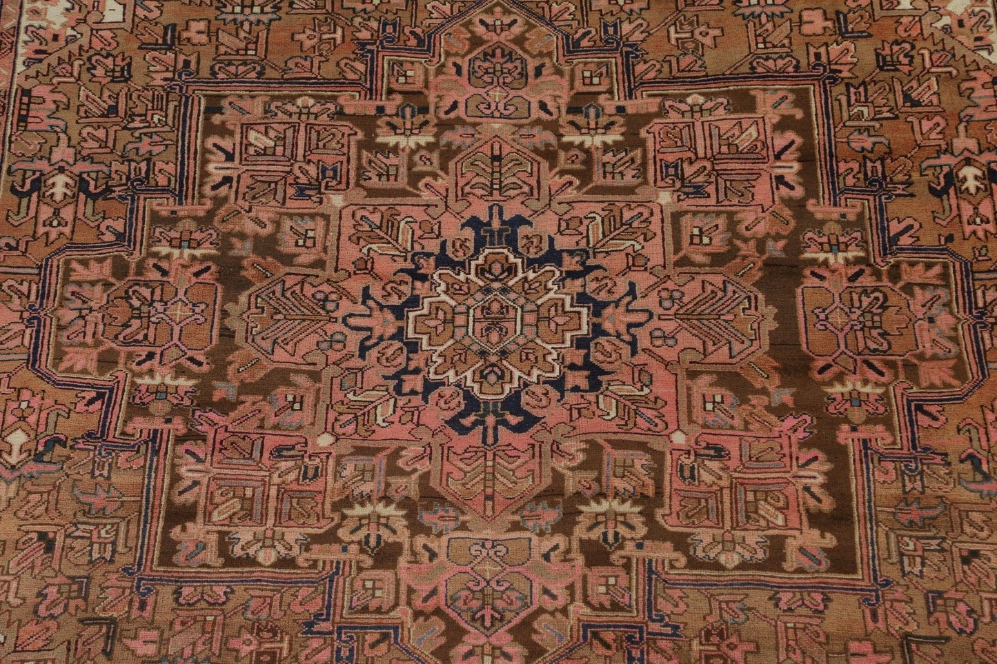 Vegetable Dye Geometric Heriz Persian Area Rug 10x13