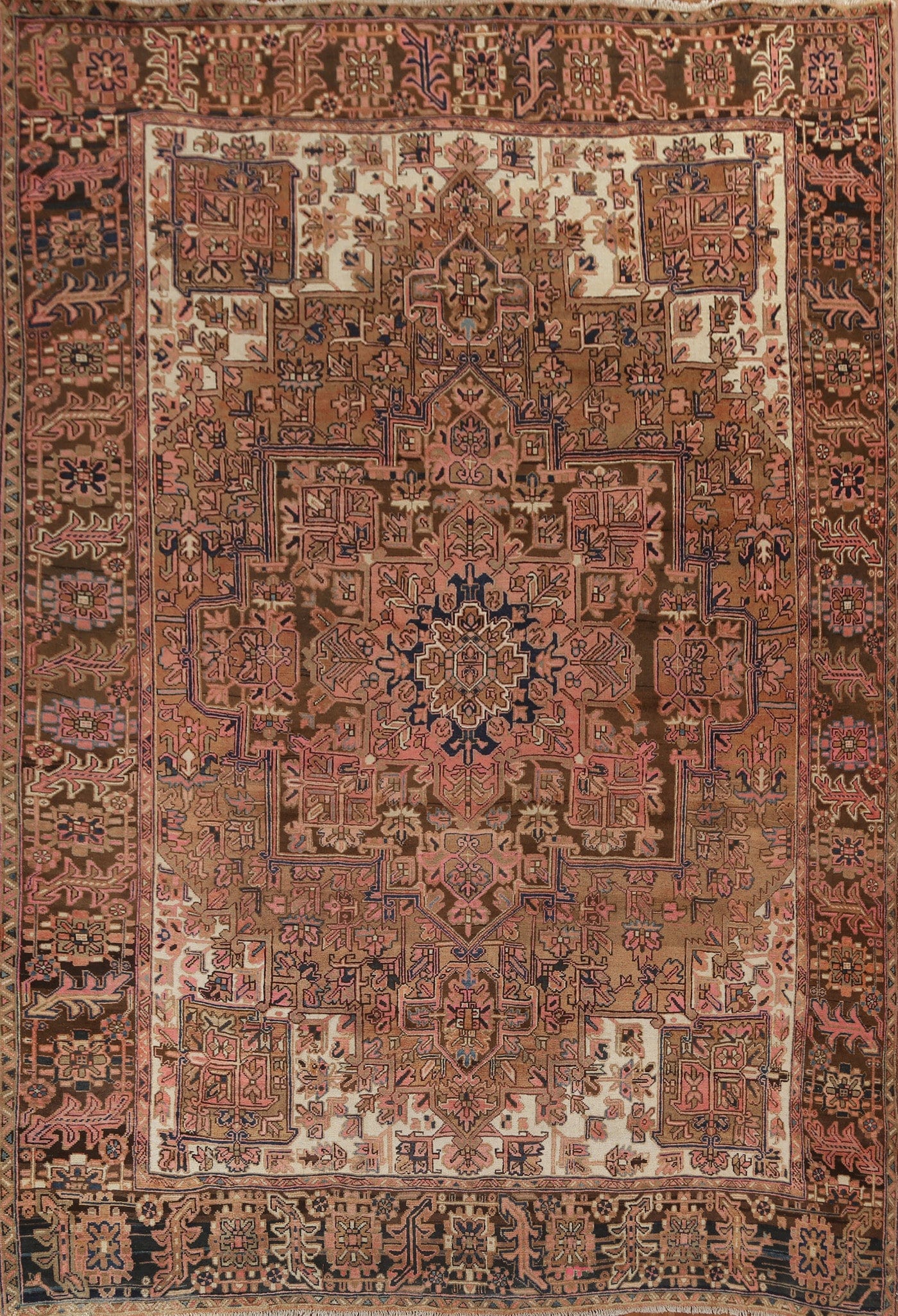 Vegetable Dye Geometric Heriz Persian Area Rug 10x13