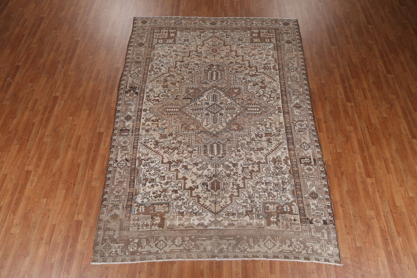 Vintage Geometric Heriz Persian Area Rug 8x11