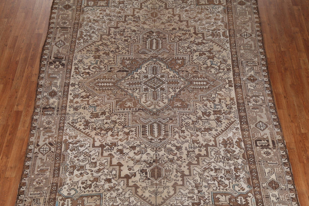 Vintage Geometric Heriz Persian Area Rug 8x11