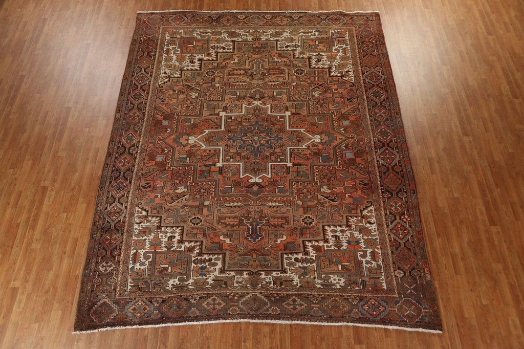 Vintage Geometric Heriz Persian Area Rug 10x12