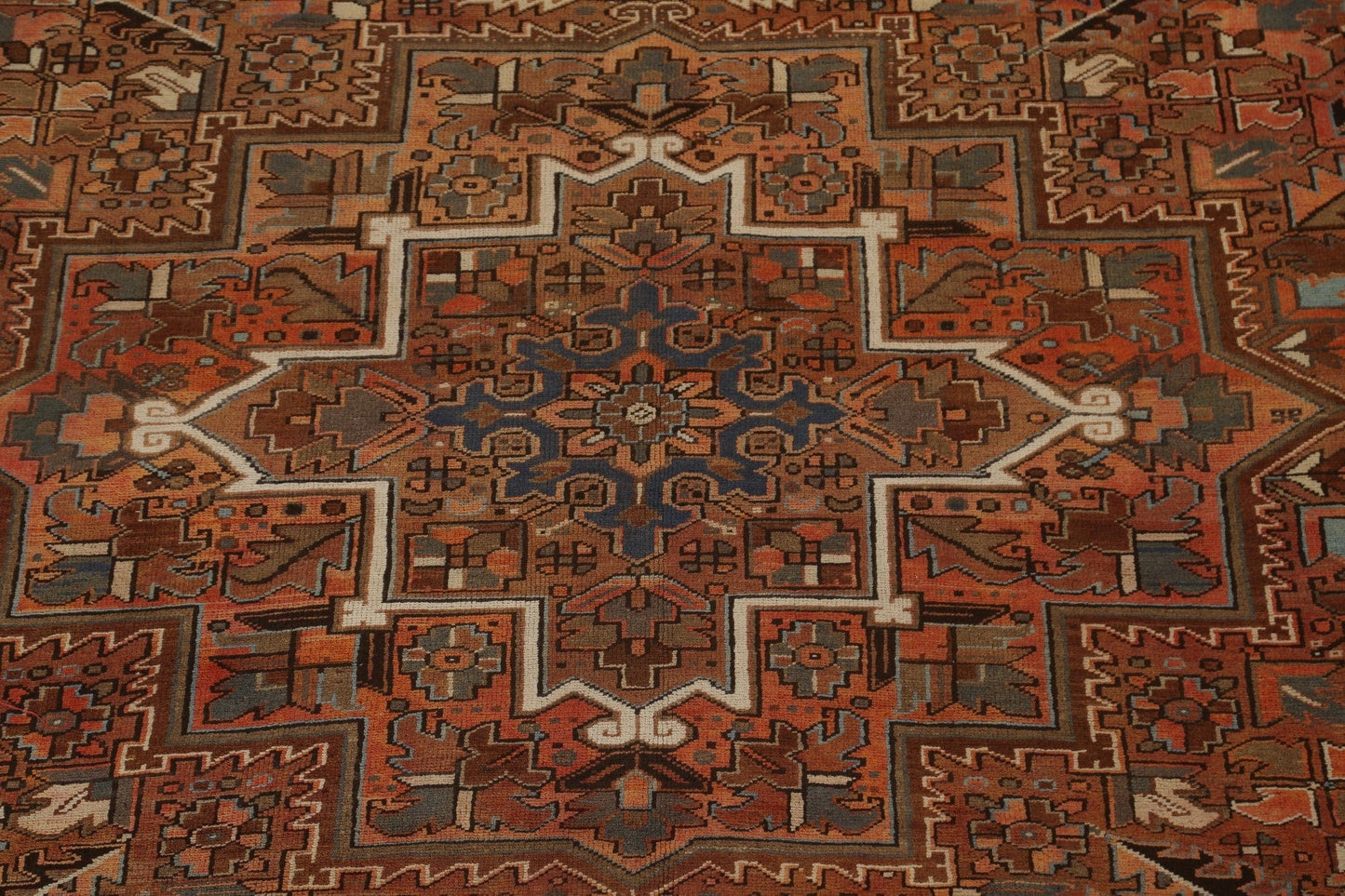 Vintage Geometric Heriz Persian Area Rug 10x12