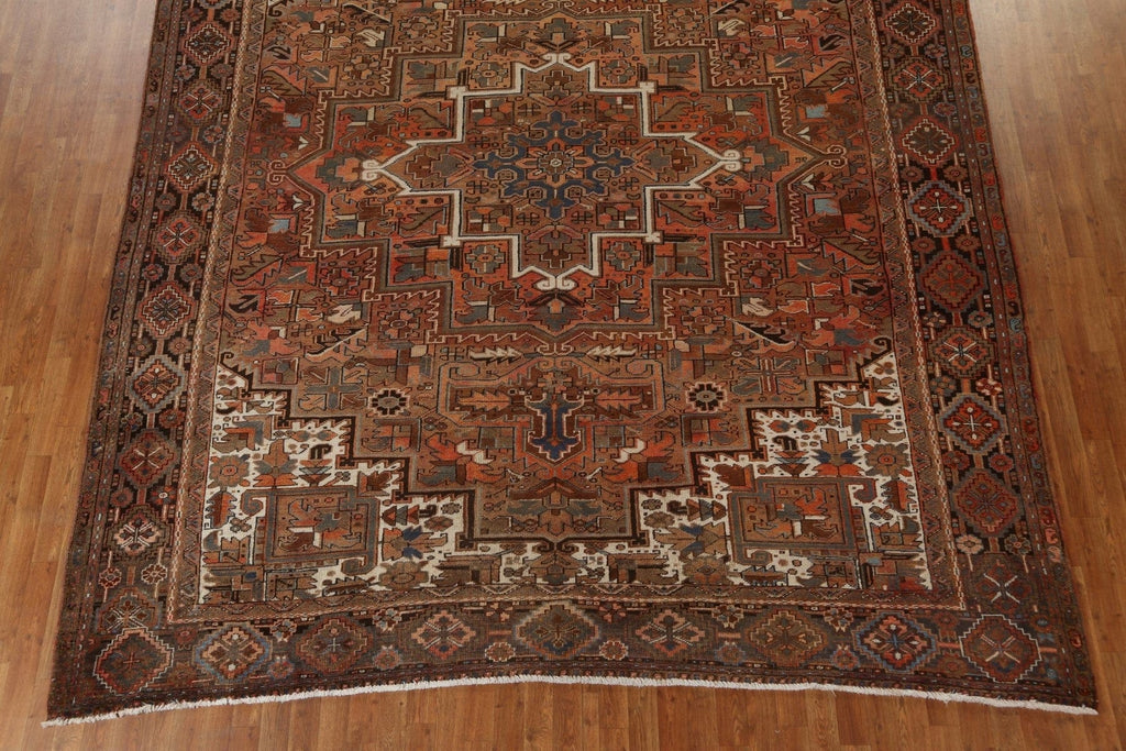 Vintage Geometric Heriz Persian Area Rug 10x12