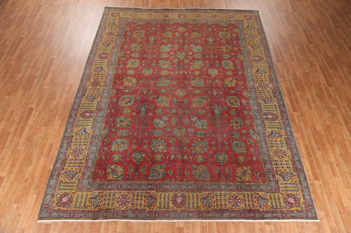 All-Over Floral Wool Tabriz Persian Area Rug 10x13