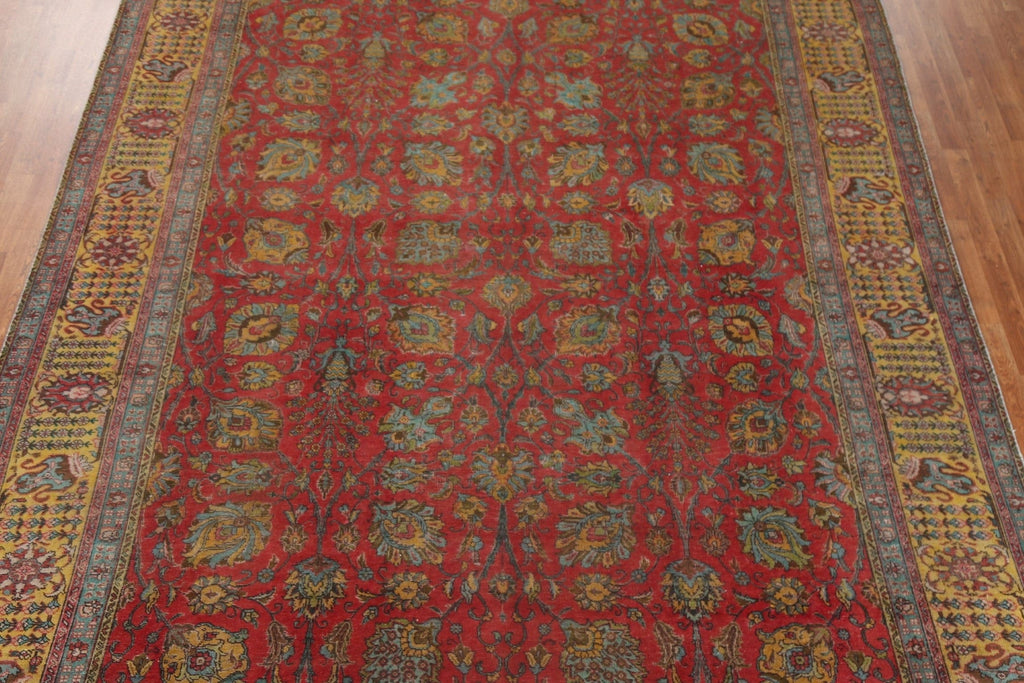 All-Over Floral Wool Tabriz Persian Area Rug 10x13