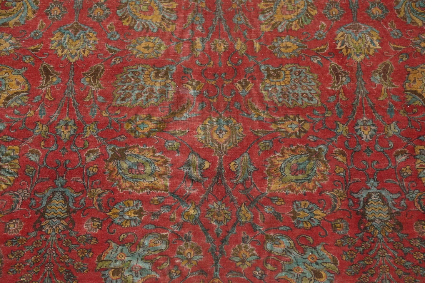 All-Over Floral Wool Tabriz Persian Area Rug 10x13