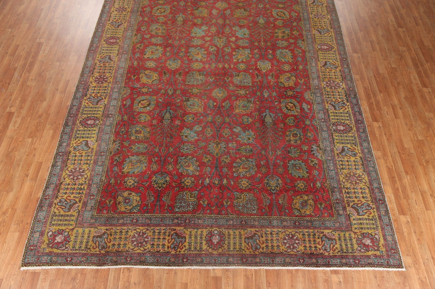 All-Over Floral Wool Tabriz Persian Area Rug 10x13