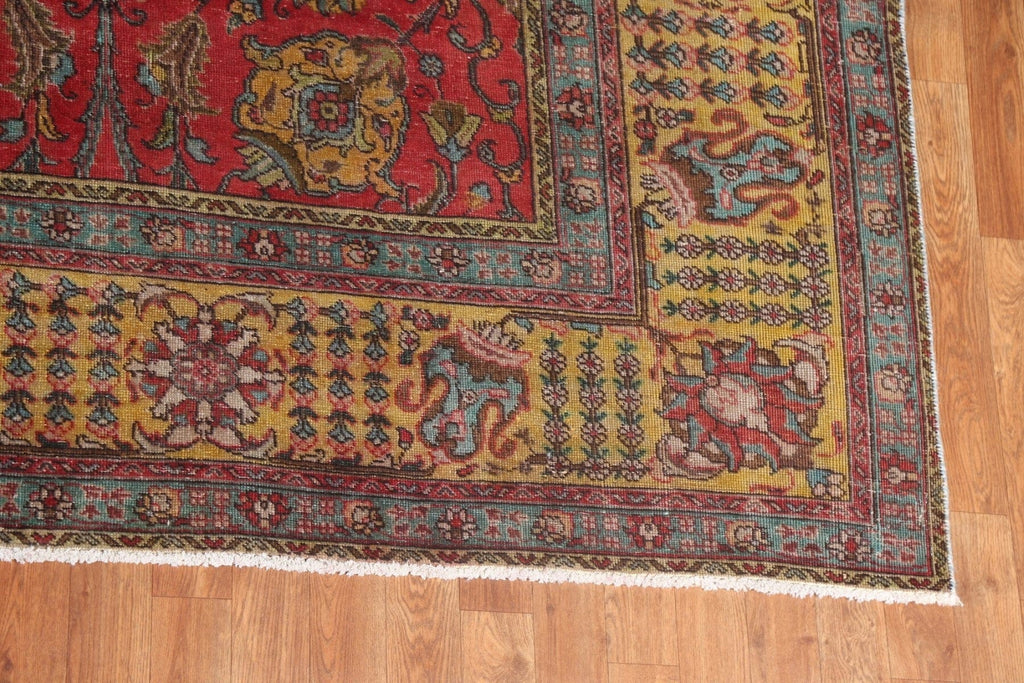 All-Over Floral Wool Tabriz Persian Area Rug 10x13