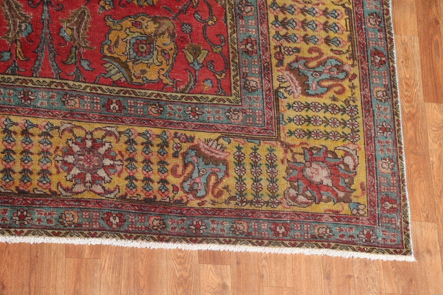 All-Over Floral Wool Tabriz Persian Area Rug 10x13