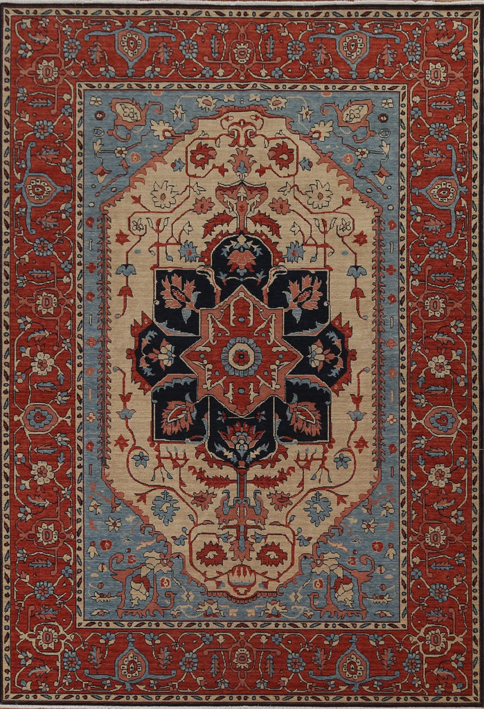 Hand-Knotted Heriz Serapi Turkish Wool Rug 7x10