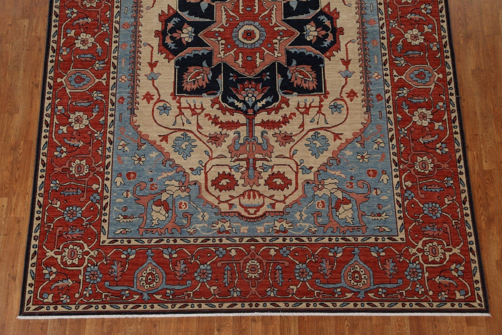 Hand-Knotted Heriz Serapi Turkish Wool Rug 7x10