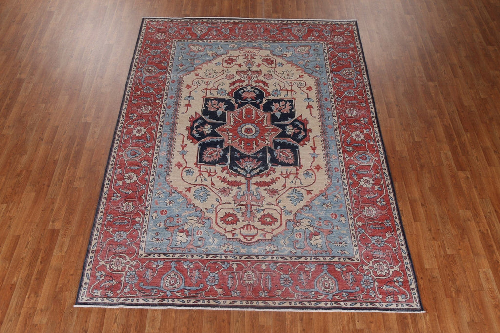 Floral Wool Heriz Serapi Turkish Rug 7x10