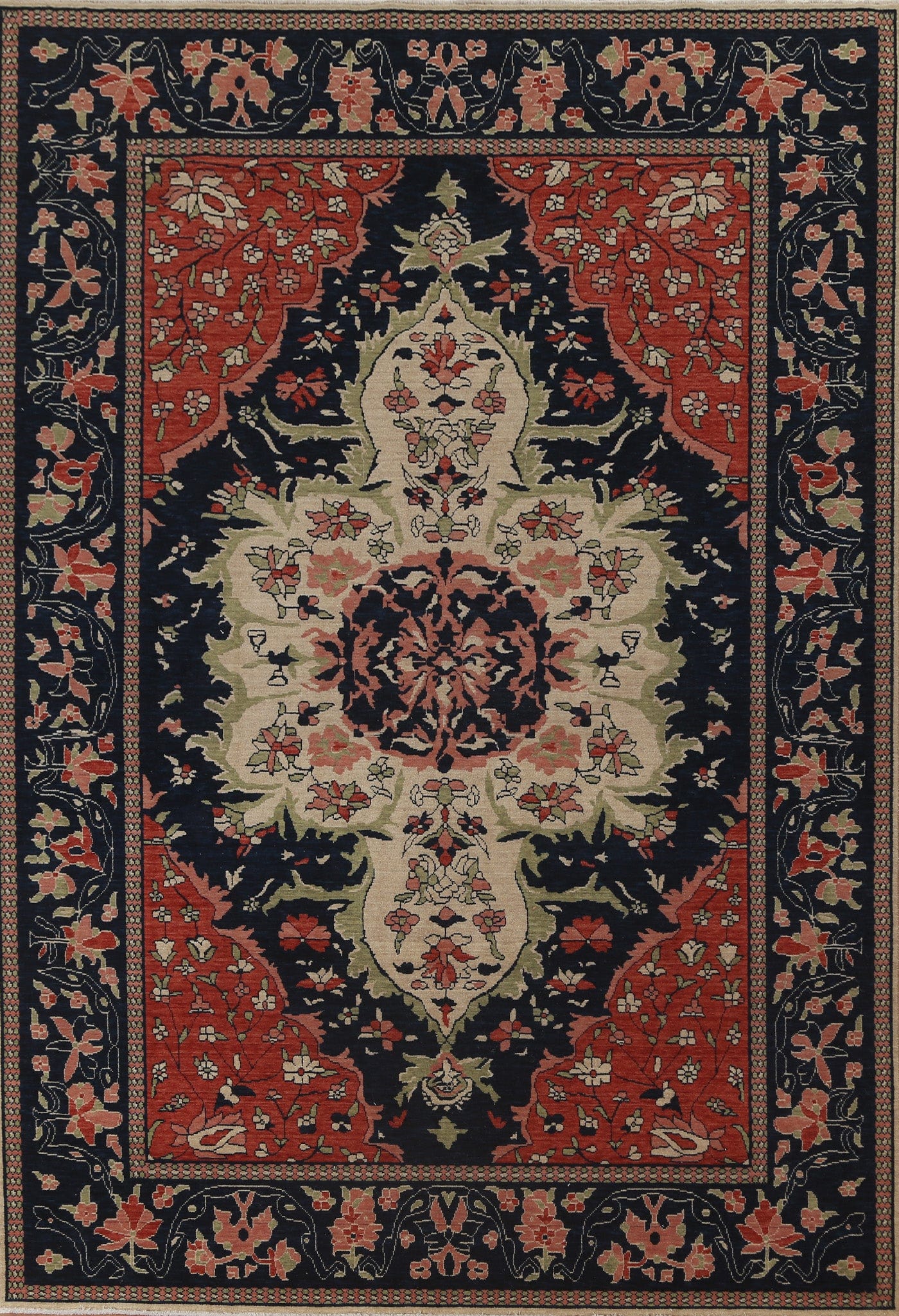 Floral Handmade Sarouk Farahan Turkish Rug 7x10