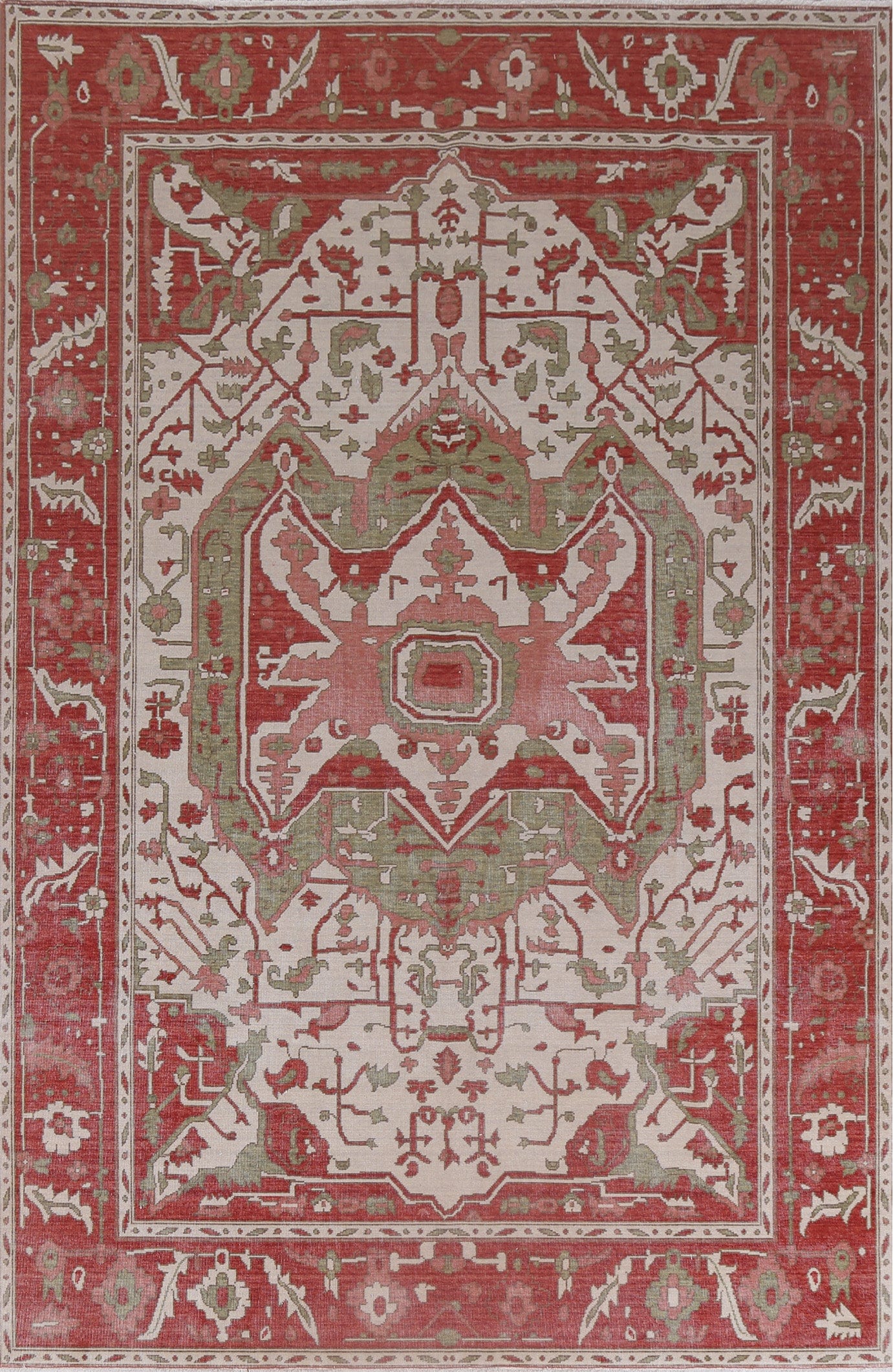 Hand-Knotted Wool Heriz Serapi Turkish Rug 7x10